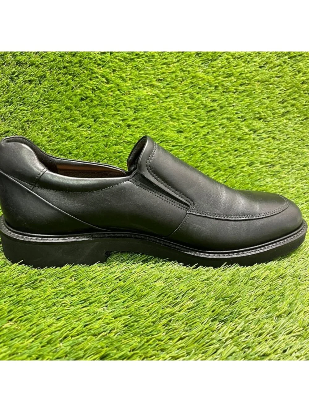 Ecco Metropole London Mens Size 12 Black Classic Leather Slip On Dress Shoes